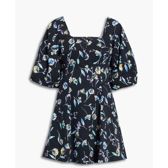 Nicholas Lydia Dress Black Floral Puff Sleeve Mini Pockets Buttons Size 8 - Picture 5 of 16